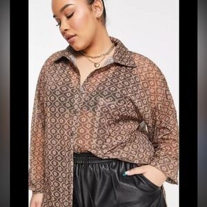 ASOS Design Sheer Button Up Top